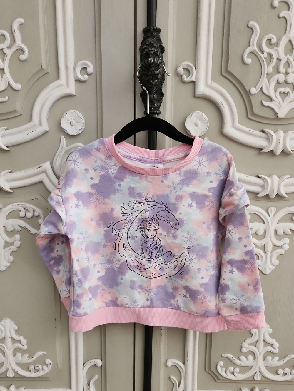 Disney Girls' Pastel Purple & Pink Tie-Die Frozen-Inspired Sweatshirt Size 1 - 2